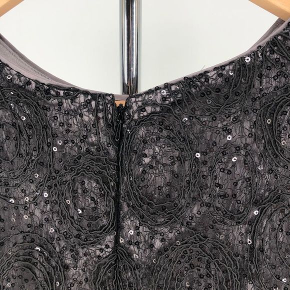 Suzi Chin for Maggy Boutique Black Sequin Swirl Cap Sleeve Cocktail Dress size 8 - Picture 7 of 13